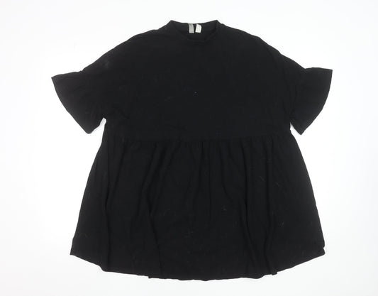 ASOS DESIGN Women's Black Cotton Short Sleeve Smock Dress Size 10