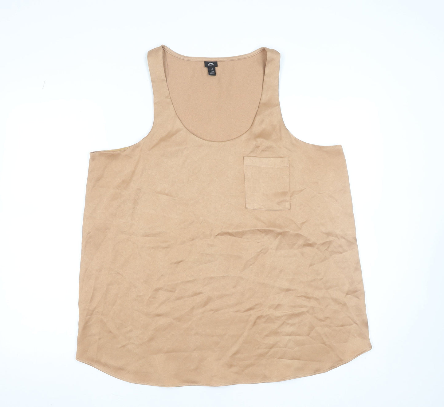 Womens UK Size 16 River Island Beige Basic Tank