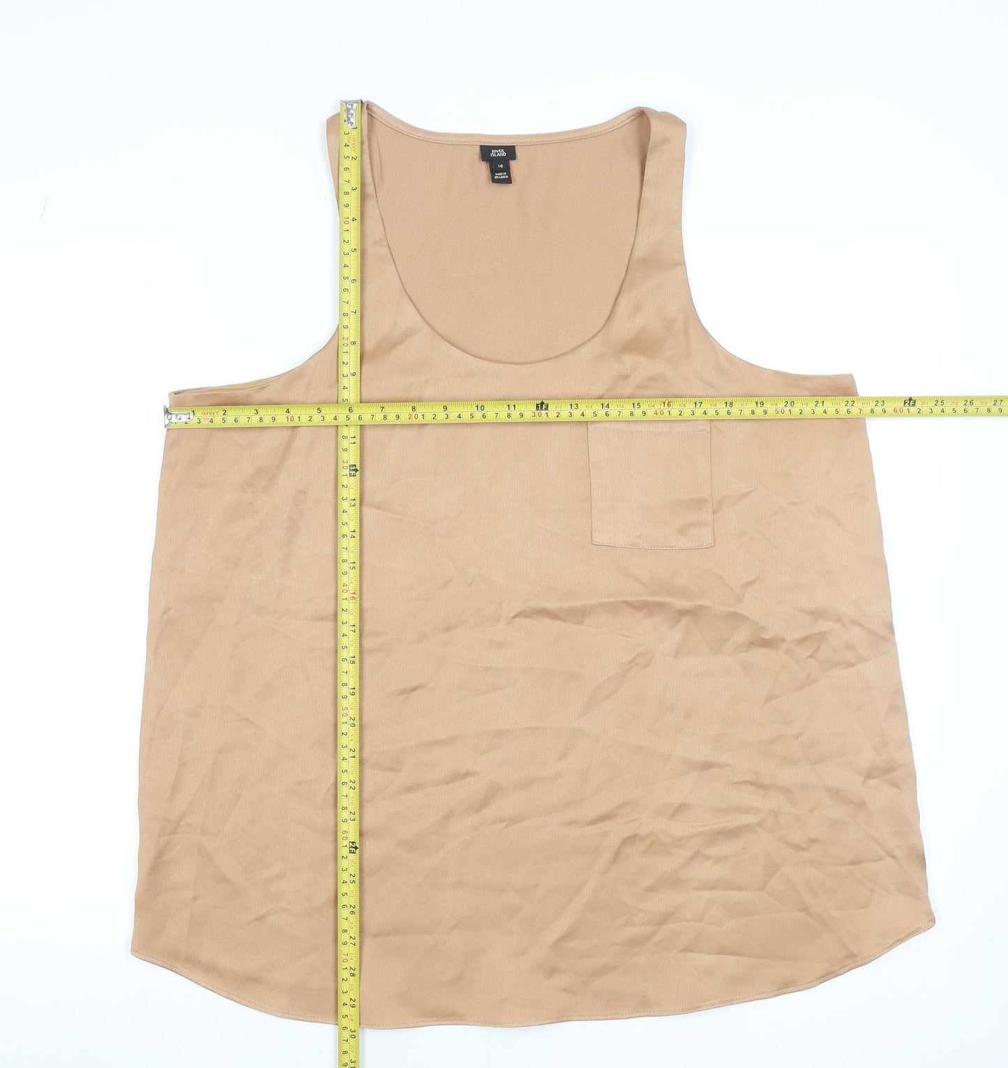 Womens UK Size 16 River Island Beige Basic Tank