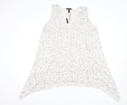 Isabella Oliver Womens White Sequin Asymmetric V-Neck Sleeveless Maternity Dress Size 4