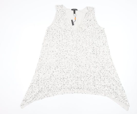 Isabella Oliver Womens White Sequin Asymmetric V-Neck Sleeveless Maternity Dress Size 4