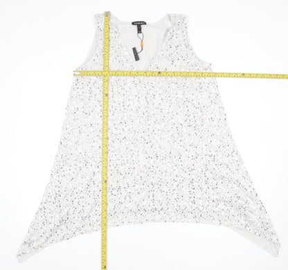 Isabella Oliver Womens White Sequin Asymmetric V-Neck Sleeveless Maternity Dress Size 4