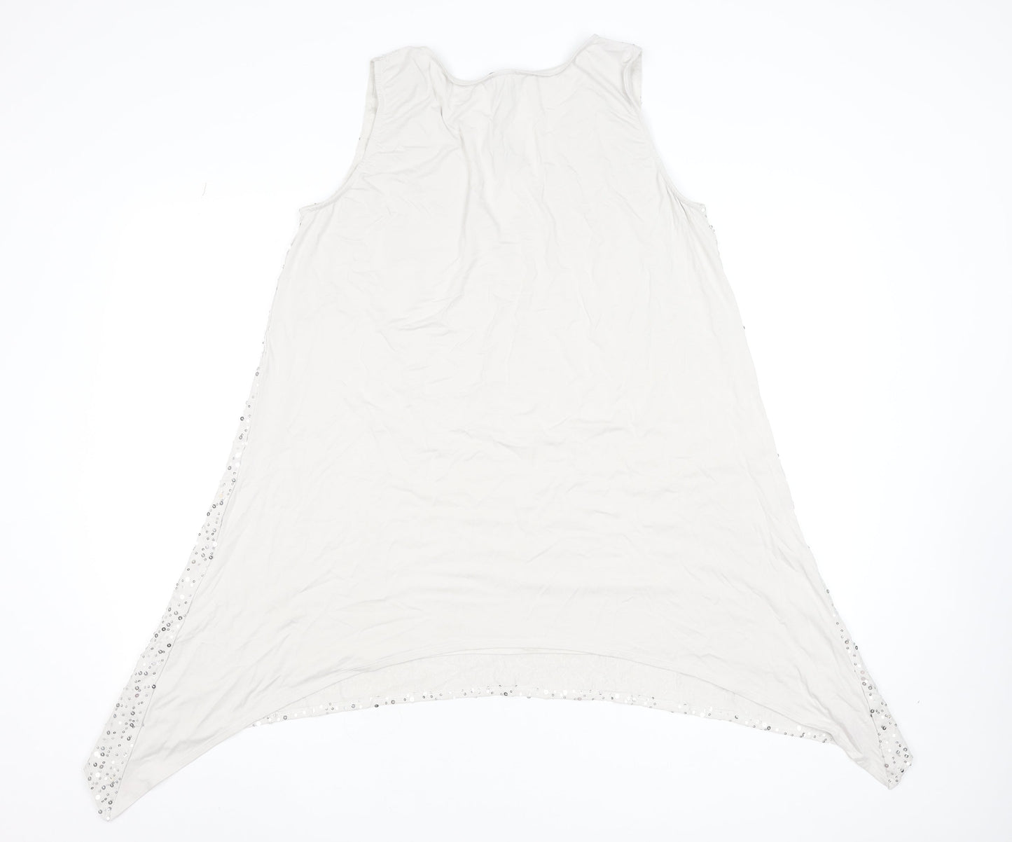 Isabella Oliver Womens White Sequin Asymmetric V-Neck Sleeveless Maternity Dress Size 4