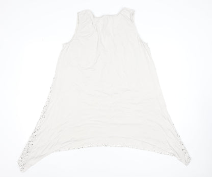 Isabella Oliver Womens White Sequin Asymmetric V-Neck Sleeveless Maternity Dress Size 4