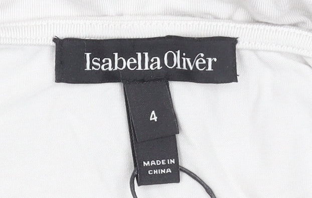 Isabella Oliver Womens White Sequin Asymmetric V-Neck Sleeveless Maternity Dress Size 4