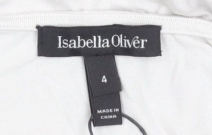 Isabella Oliver Womens White Sequin Asymmetric V-Neck Sleeveless Maternity Dress Size 4