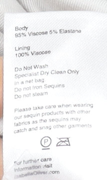 Isabella Oliver Womens White Sequin Asymmetric V-Neck Sleeveless Maternity Dress Size 4