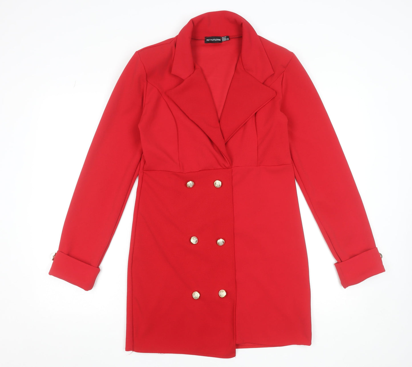 PrettyLittleThing Women's Red Size 12 Blazer Dress Long Sleeve Formal Style