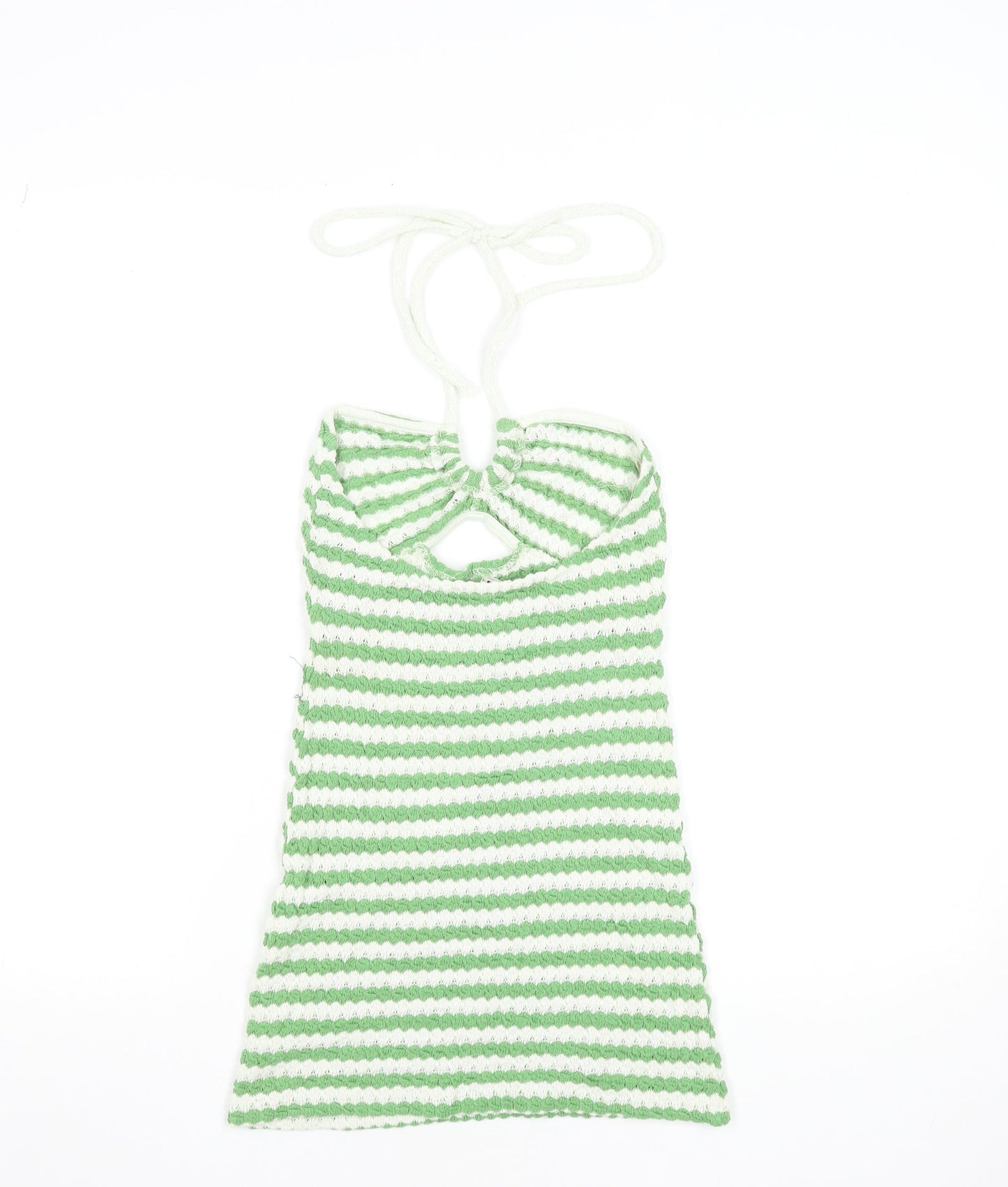 Pull & Bear Women’s Green Striped Halter Mini Bodycon Dress XS