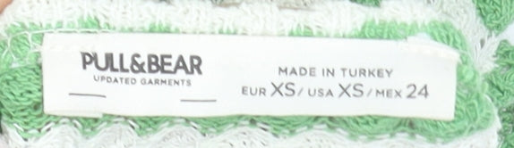 Pull & Bear Women’s Green Striped Halter Mini Bodycon Dress XS