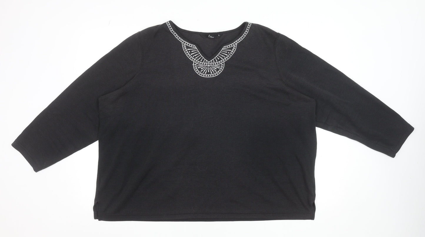 Womens UK Size XL BM Casual Black Tunic Blouse