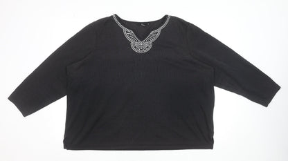 Womens UK Size XL BM Casual Black Tunic Blouse
