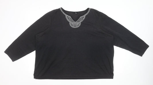 Womens UK Size XL BM Casual Black Tunic Blouse
