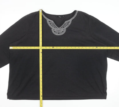 Womens UK Size XL BM Casual Black Tunic Blouse