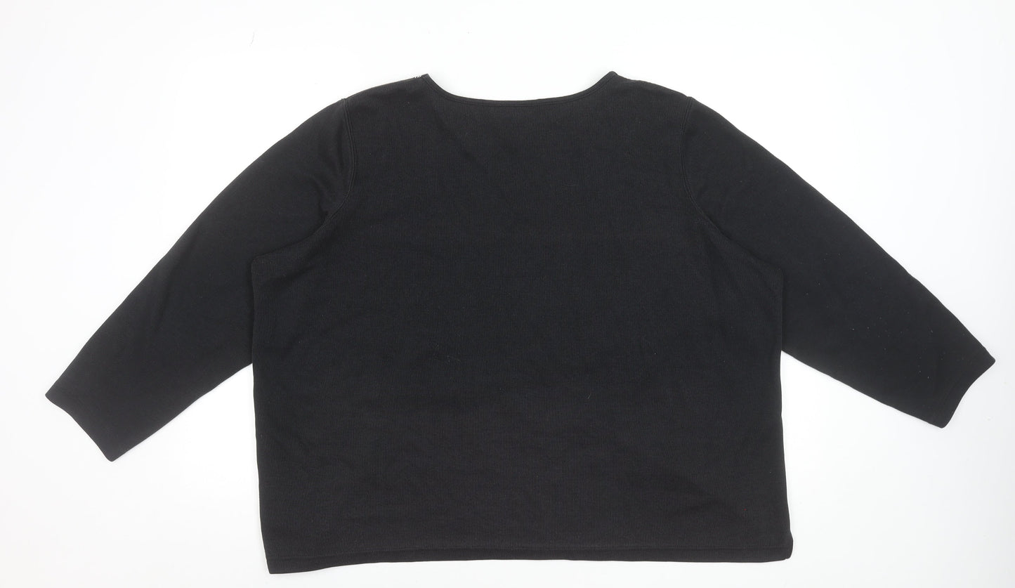 Womens UK Size XL BM Casual Black Tunic Blouse
