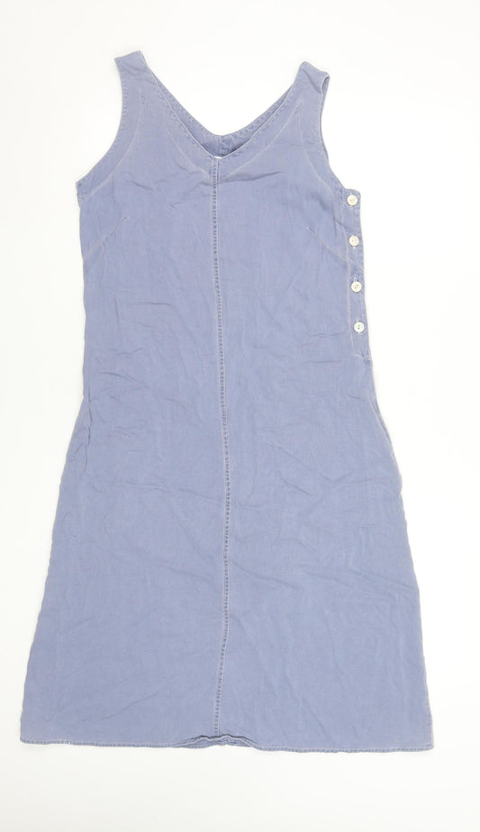 Marks and Spencer Women’s Blue Viscose Sleeveless Shift Dress Size 12