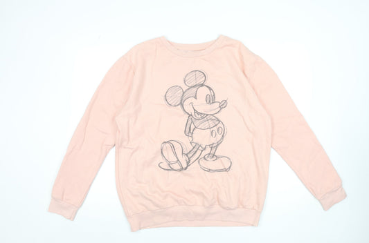 Womens UK Size 14 Disney Pink Pullover Sweatshirt
