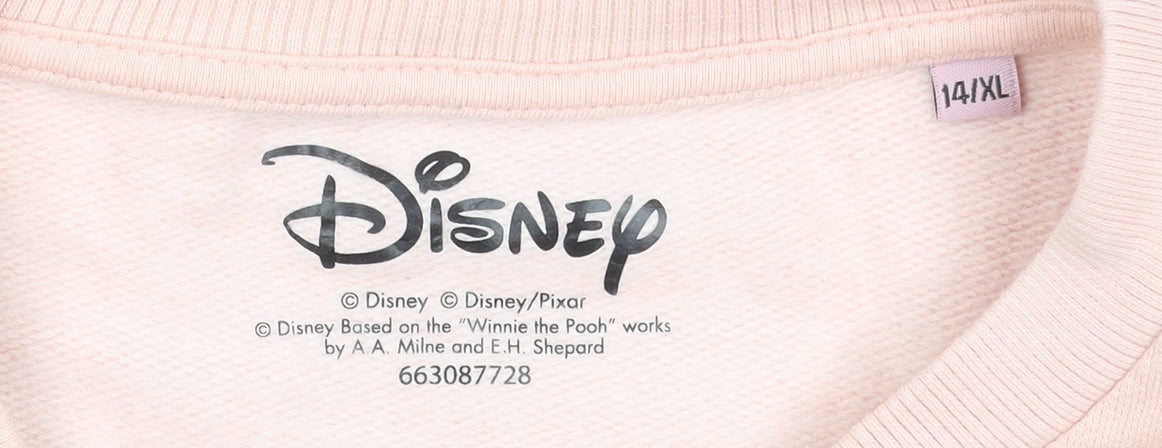 Womens UK Size 14 Disney Pink Pullover Sweatshirt