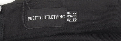 PrettyLittleThing Women Black Size 22 Wrap Midi Skirt