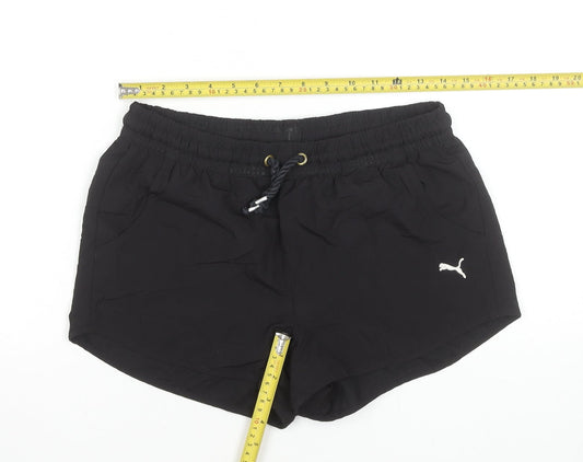 Puma Women Black Size 16 UK Athletic Shorts Polyester Drawstring