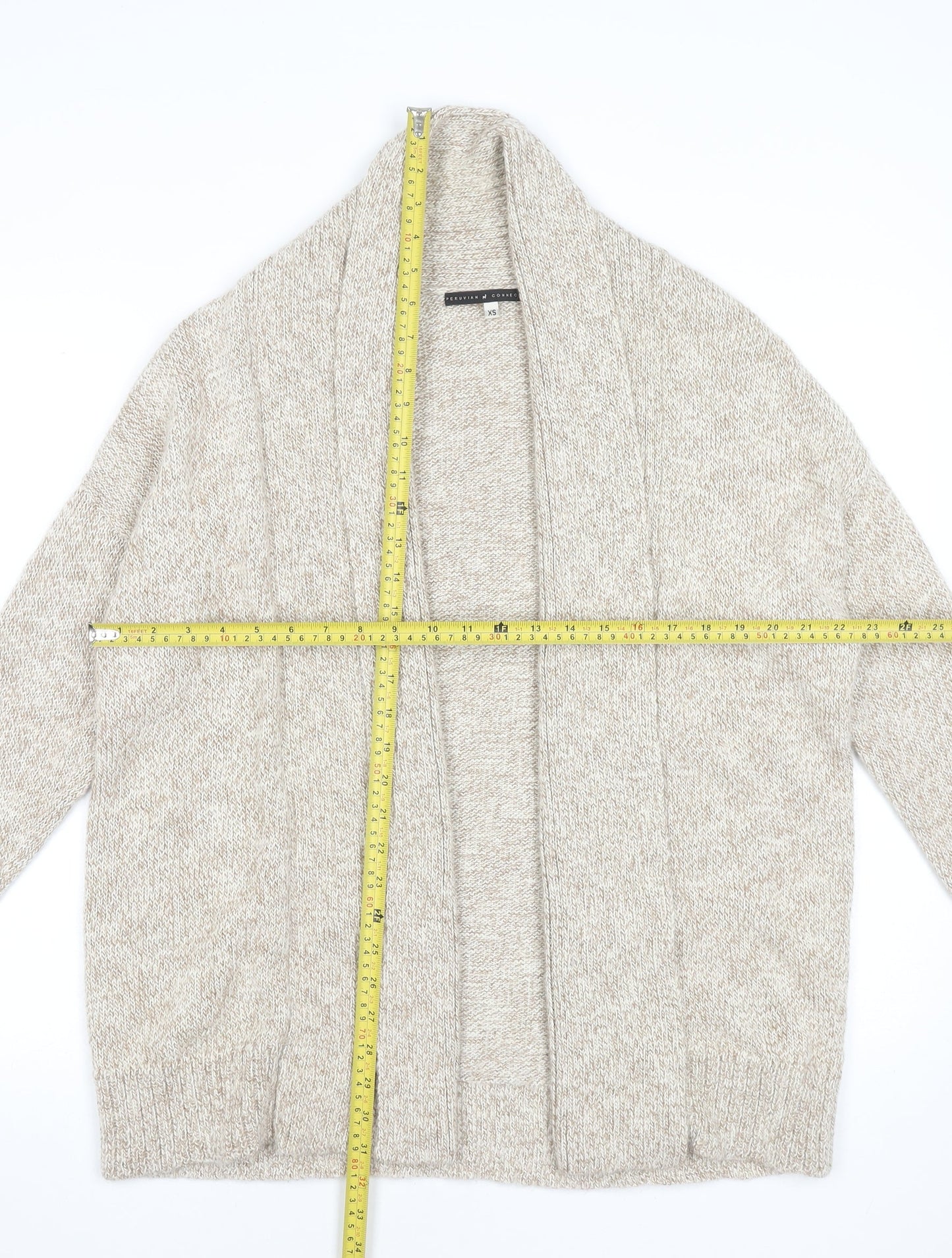 Womens UK Size XS Peruvian Connection Beige Cardigan Jumper