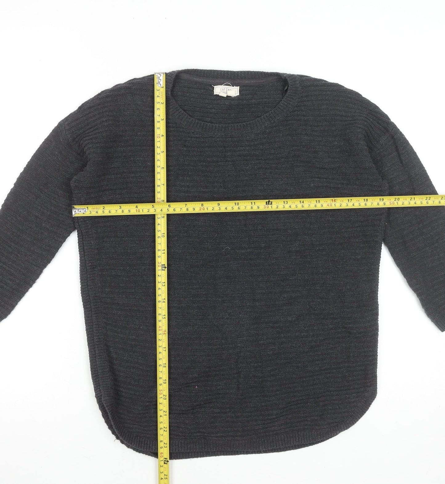 Fat Face Womens Grey Cotton Knit Crew Neck Jumper Size 8