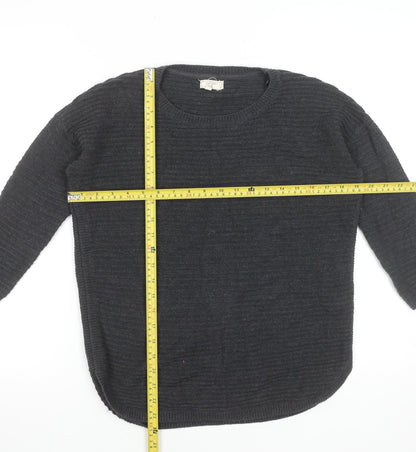 Fat Face Womens Grey Cotton Knit Crew Neck Jumper Size 8
