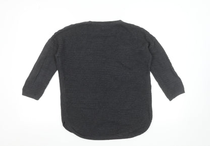 Fat Face Womens Grey Cotton Knit Crew Neck Jumper Size 8