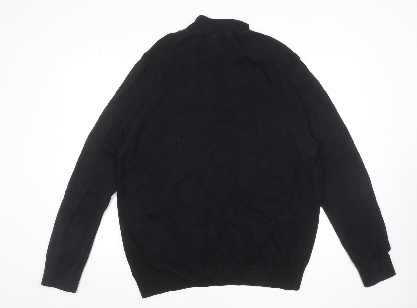 Ben Sherman Men's Black 2XL Half Zip Cotton Jumper