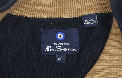 Ben Sherman Men's Black 2XL Half Zip Cotton Jumper