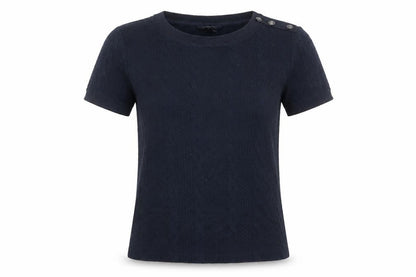 Womens UK Size S Lands' End Blue Basic T-Shirt
