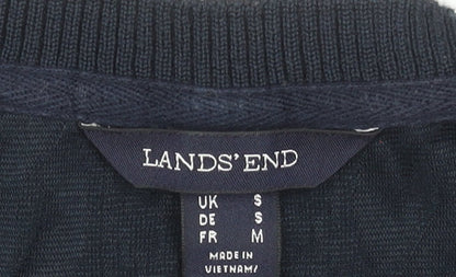 Lands' End Women's Navy Blue Short Sleeve Button Shoulder Knit Top Size S
