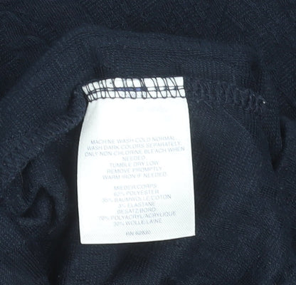 Lands' End Women's Navy Blue Short Sleeve Button Shoulder Knit Top Size S