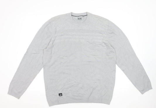 Adidas Men’s Grey Cotton Knit Crew Neck Pullover Jumper Size L