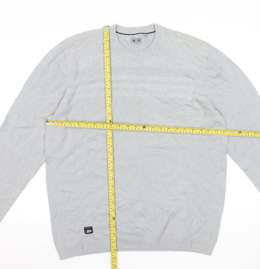 Adidas Men’s Grey Cotton Knit Crew Neck Pullover Jumper Size L
