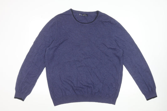 Ben Sherman Men's Blue XL Cotton Crew Neck Pullover Jumper