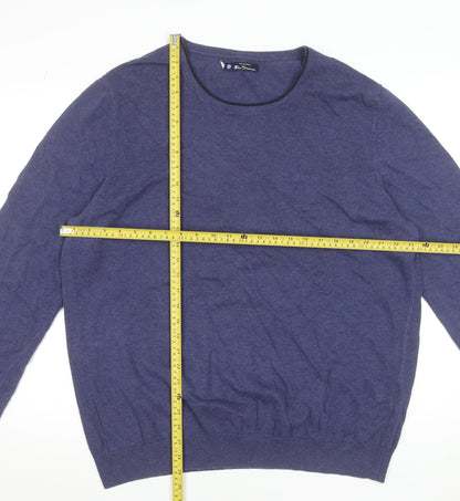 Ben Sherman Men's Blue XL Cotton Crew Neck Pullover Jumper