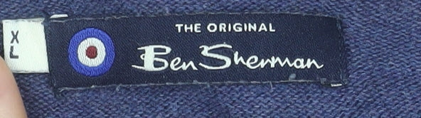 Ben Sherman Men's Blue XL Cotton Crew Neck Pullover Jumper