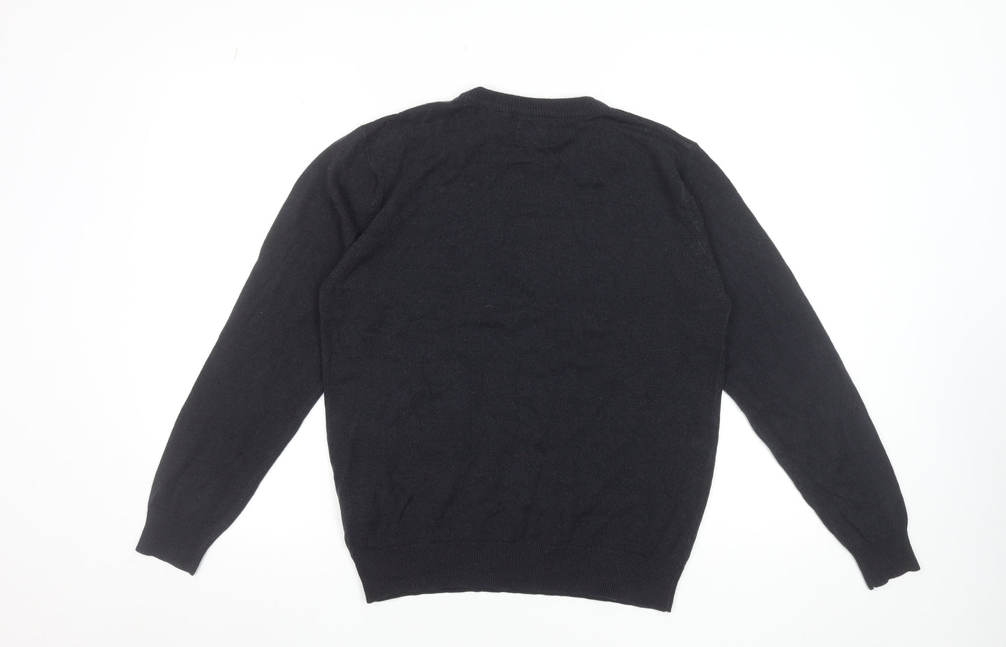 Pierre Cardin Men's Black Acrylic Crew Neck Jumper Size M