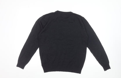 Pierre Cardin Men's Black Acrylic Crew Neck Jumper Size M