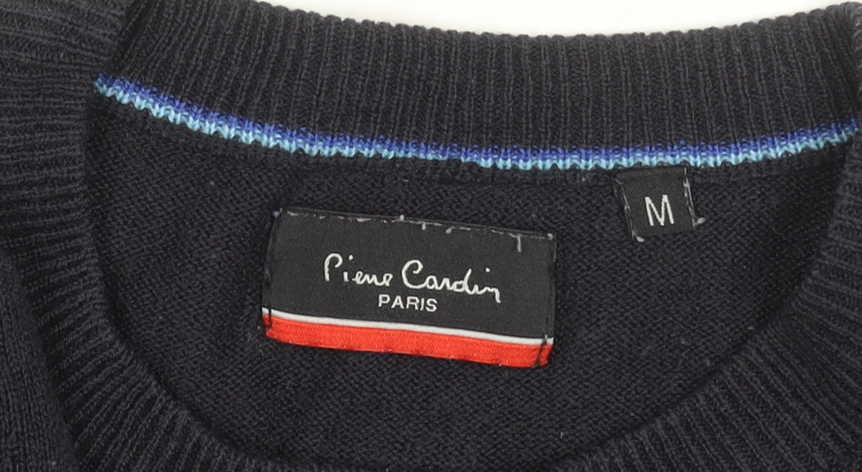 Pierre Cardin Men's Black Acrylic Crew Neck Jumper Size M