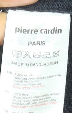 Pierre Cardin Men's Black Acrylic Crew Neck Jumper Size M