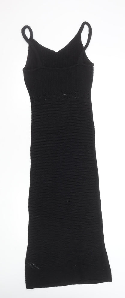 Old Navy Women's Black XS Cotton Knit Midi Slip Dress