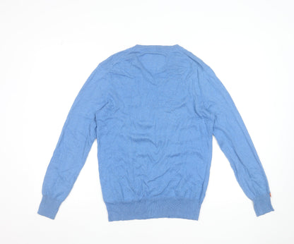 Superdry Men's Blue V-Neck Cotton Cashmere Jumper Size S