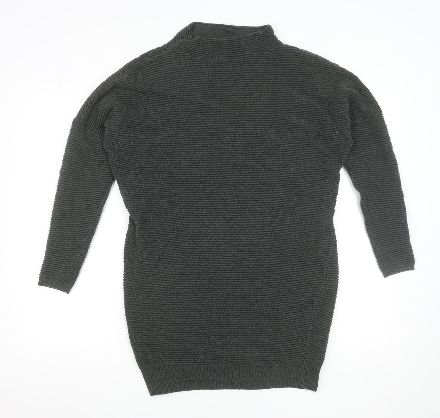 Mint Velvet Women’s Grey Knit Jumper Dress Size 8 Long Sleeve High Neck