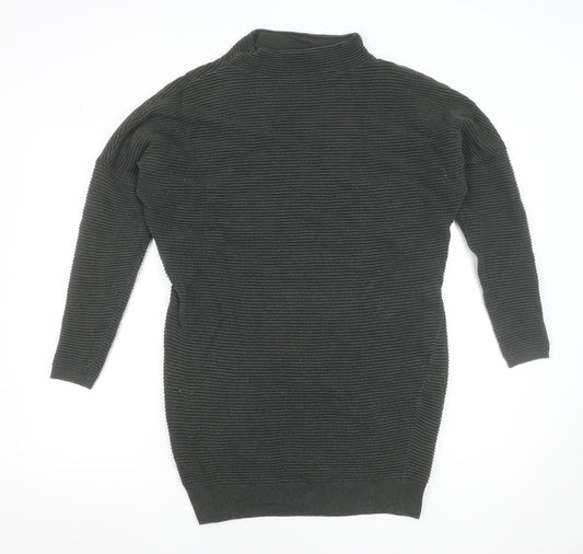 Mint Velvet Women’s Grey Knit Jumper Dress Size 8 Long Sleeve High Neck