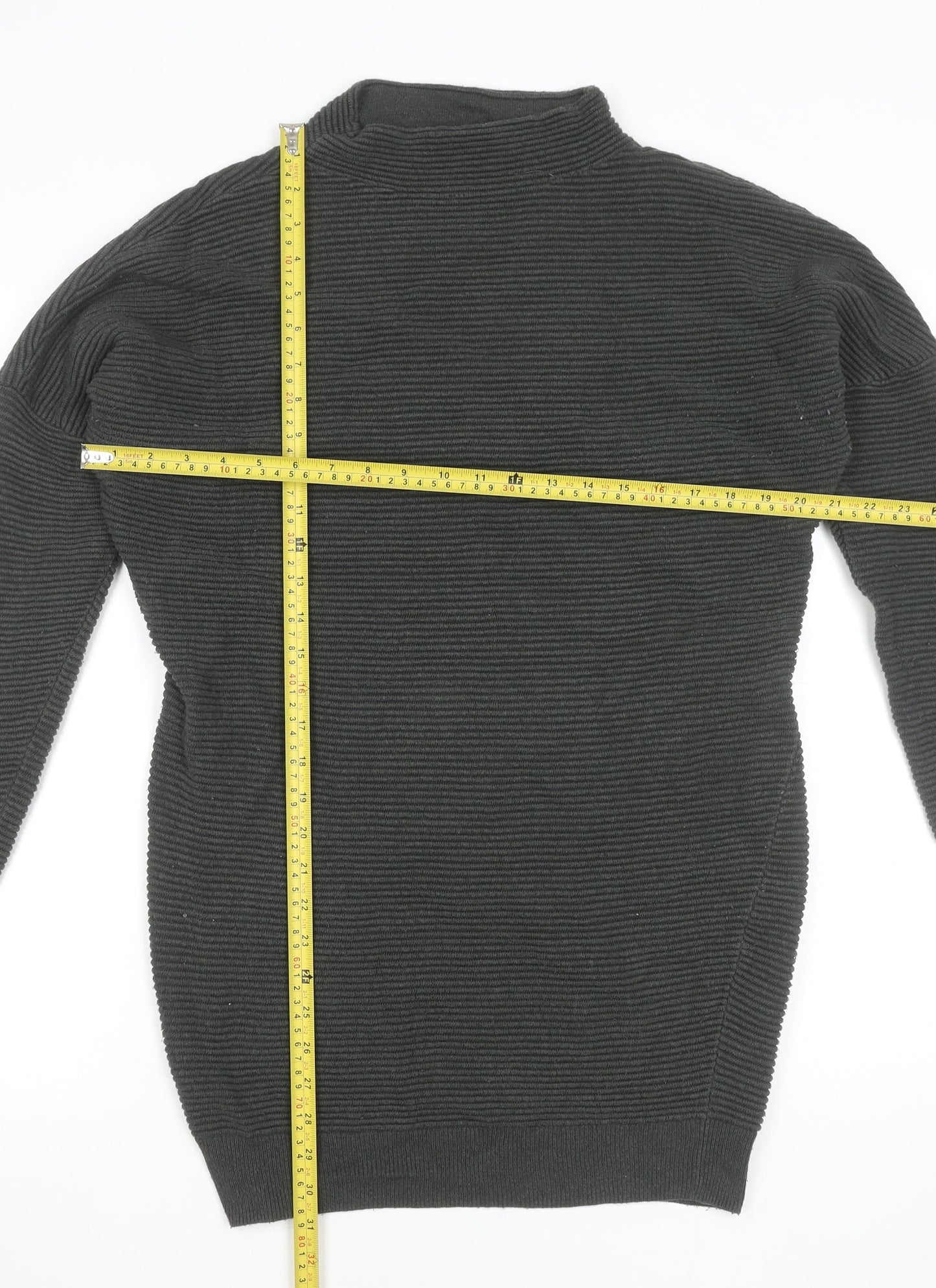 Mint Velvet Women’s Grey Knit Jumper Dress Size 8 Long Sleeve High Neck