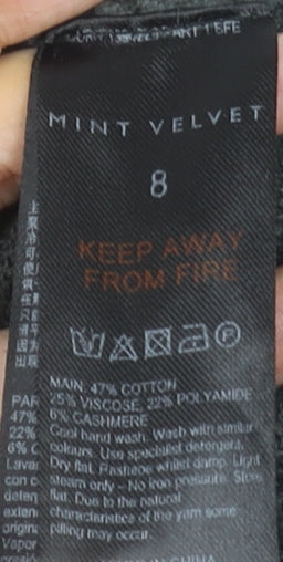 Mint Velvet Women’s Grey Knit Jumper Dress Size 8 Long Sleeve High Neck