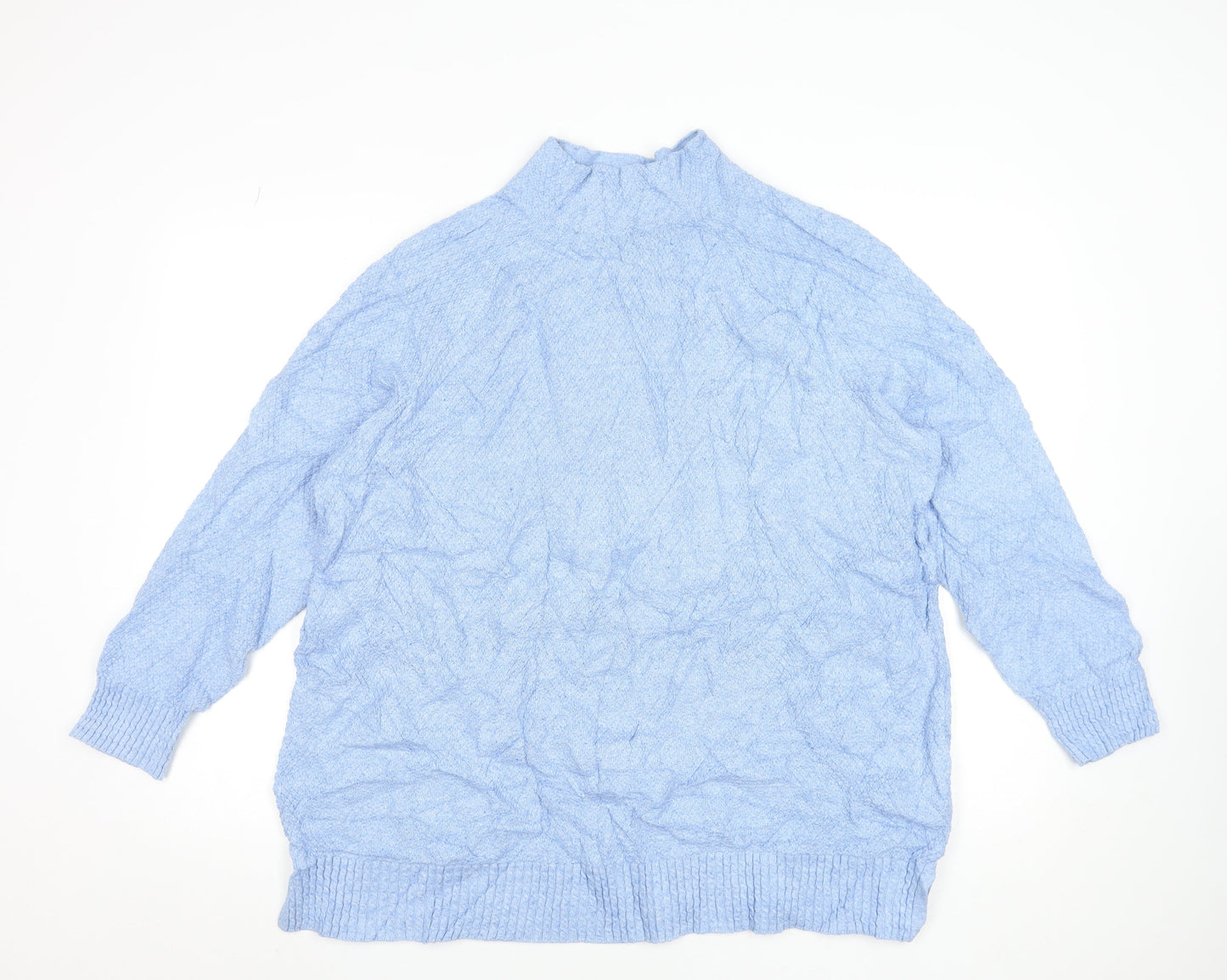 Lands' End Women's Blue Cotton Mock Neck Pullover Jumper Size 24/26