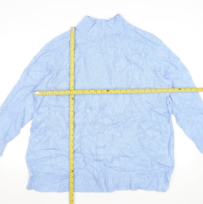 Lands' End Women's Blue Cotton Mock Neck Pullover Jumper Size 24/26